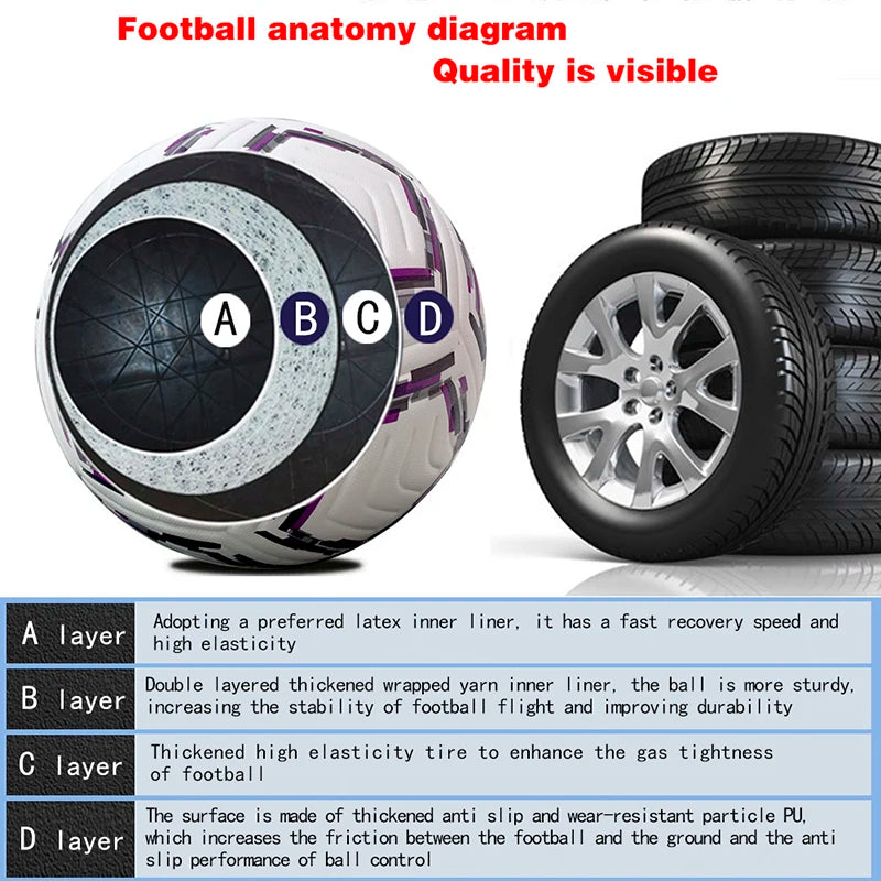 Football Professional Match Size 5 Outdoor Sports Training Soccer Ball Men and Women Seamless Thermal Bonded Technology Futebol