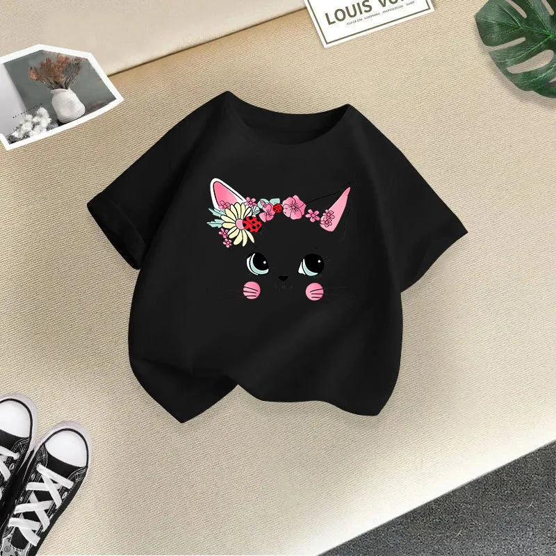 Girls Short Sleeve T-shirt Summer New Children's Top Loose Fashion Short Sleeves Clothes Kids Clothes