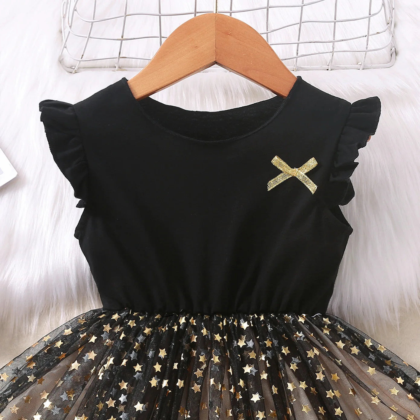 Girl's Sleeveless Dress Fashion Thin Children's Starry Sky Sequin Mesh Dress Spring Summer Kid's Clothing Flower Girl Dresses