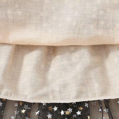 Girl's Sleeveless Dress Fashion Thin Children's Starry Sky Sequin Mesh Dress Spring Summer Kid's Clothing Flower Girl Dresses