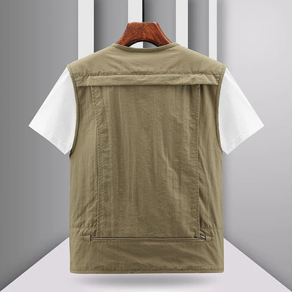 Spring New Men Outdoor Casual Vest Men Solid Breathable Multi-Pocket Photography Fishing Vest Jacket High Quality Vest Man M-6XL