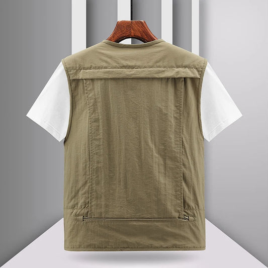 Spring New Men Outdoor Casual Vest Men Solid Breathable Multi-Pocket Photography Fishing Vest Jacket High Quality Vest Man M-6XL