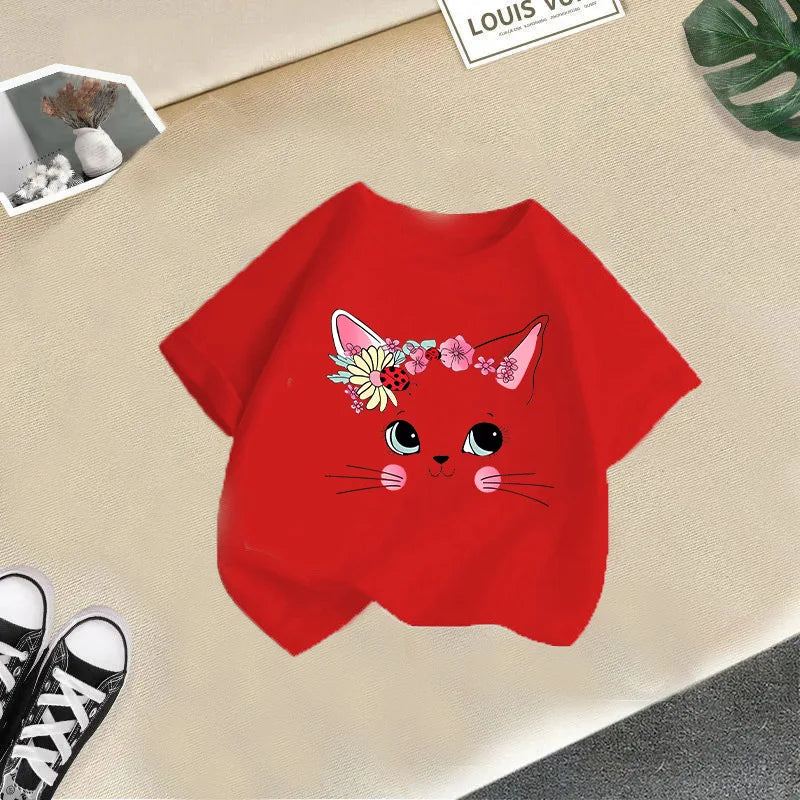 Girls Short Sleeve T-shirt Summer New Children's Top Loose Fashion Short Sleeves Clothes  Kids Clothes