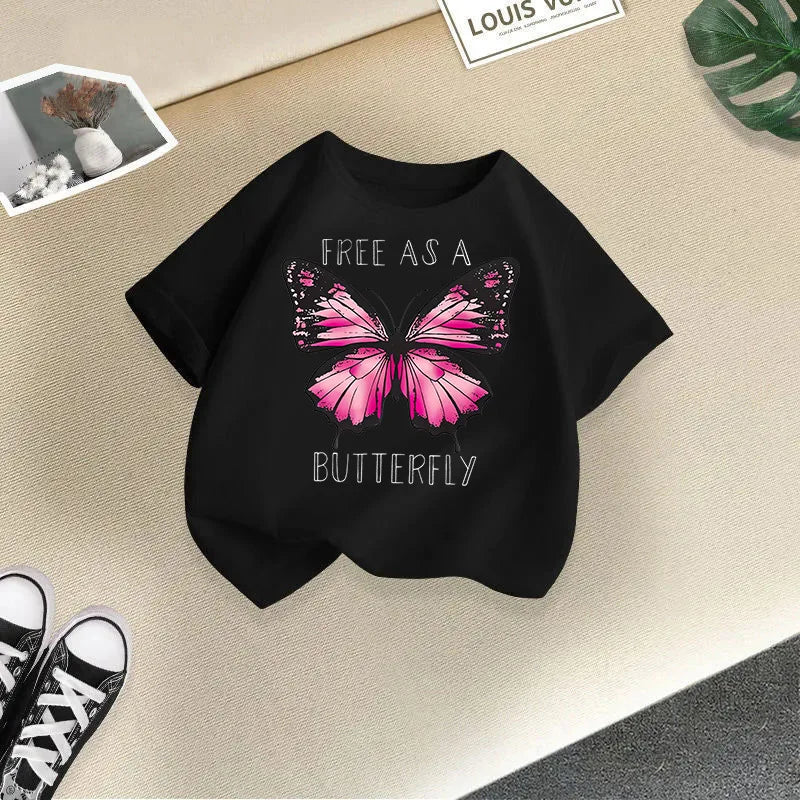 Girls Short Sleeve T-shirt Summer New Children's Top Loose Fashion Short Sleeves Clothes  Kids Clothes